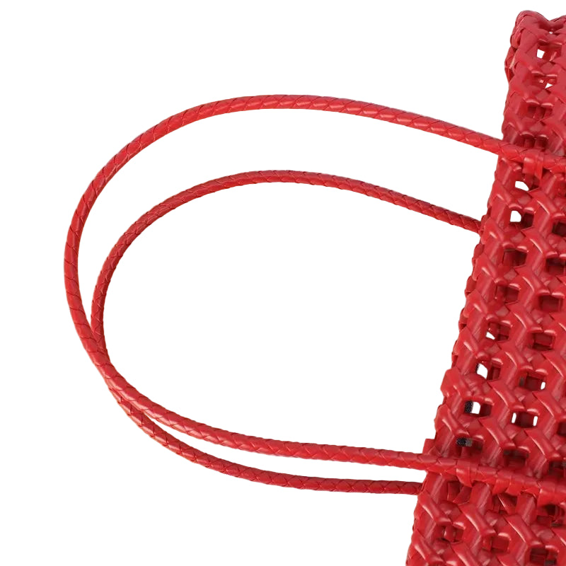 Red Cut-Out PVC Shoulder Bag – High-Impact Geometric Design