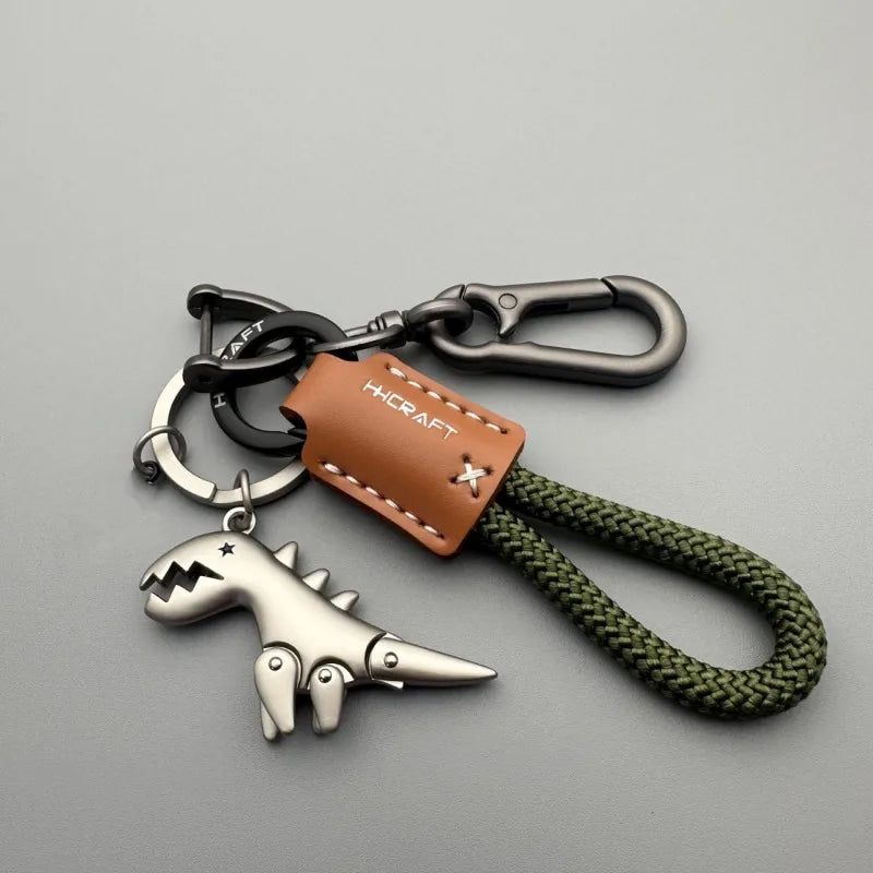 Steel and Leather Dinosaur Charm – Sophisticated Character with a Modern Touch