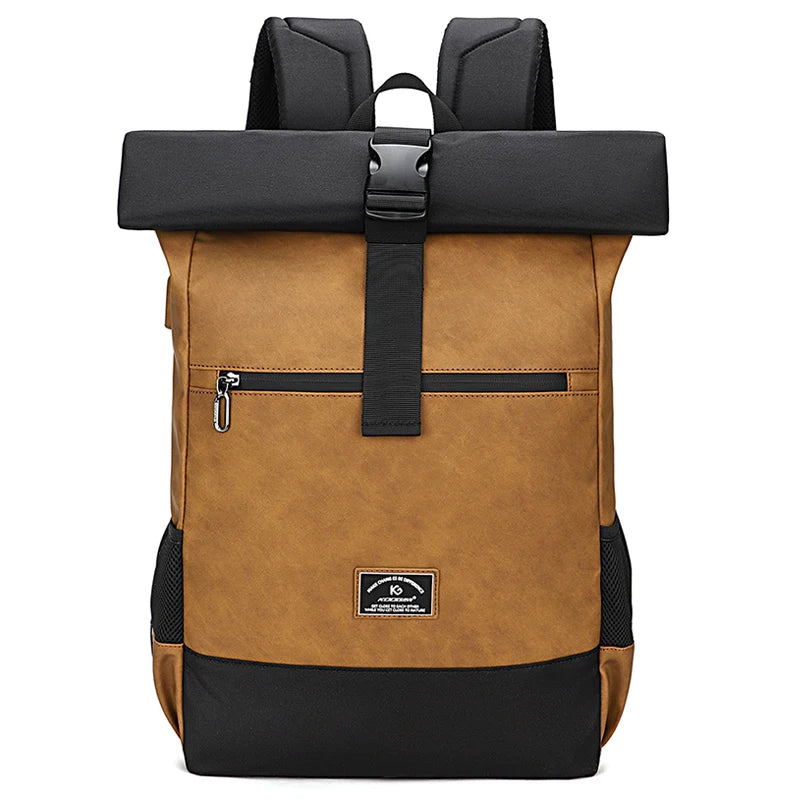 Waterproof PU Rolltop Backpack – Urban Style, Security and Smart Capacity