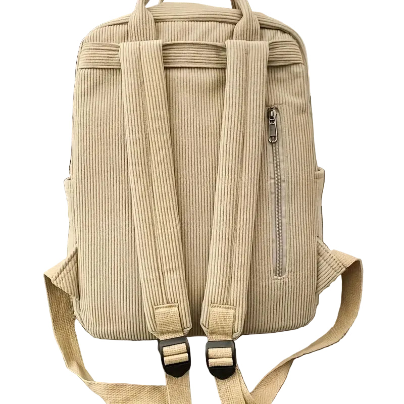 Casual Corduroy Backpack for Teens, 14 Laptop Compartment, High School & College Bag with Zipper Pocket, Backpacks for School
