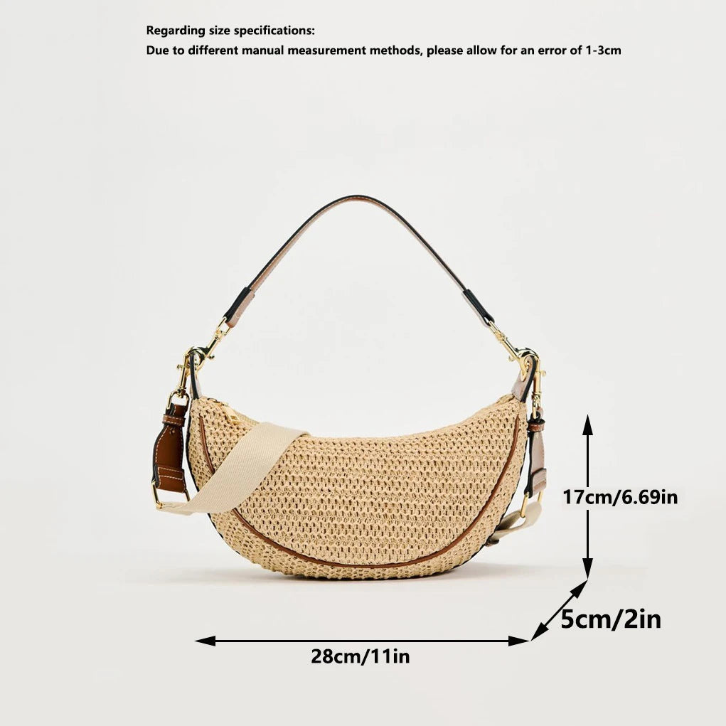 Bolso Bandolera de Rafia Tejida Compacto para Playa