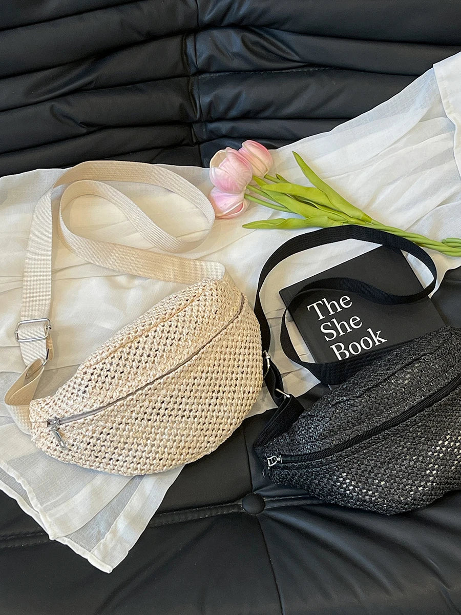 Bolso Riñonera Tejido Estilo Rafia para Playa