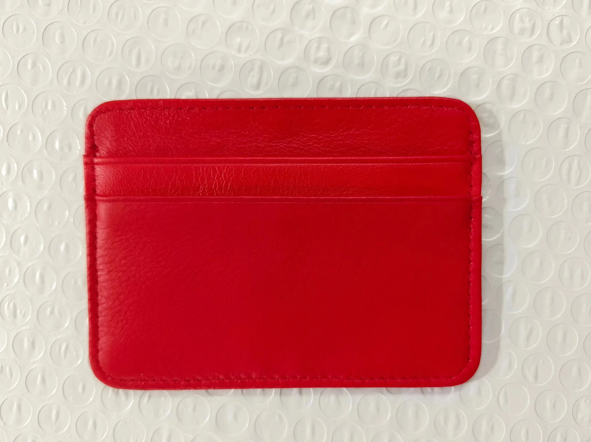 Tarjetero Fino de Piel de Vaca - Rojo