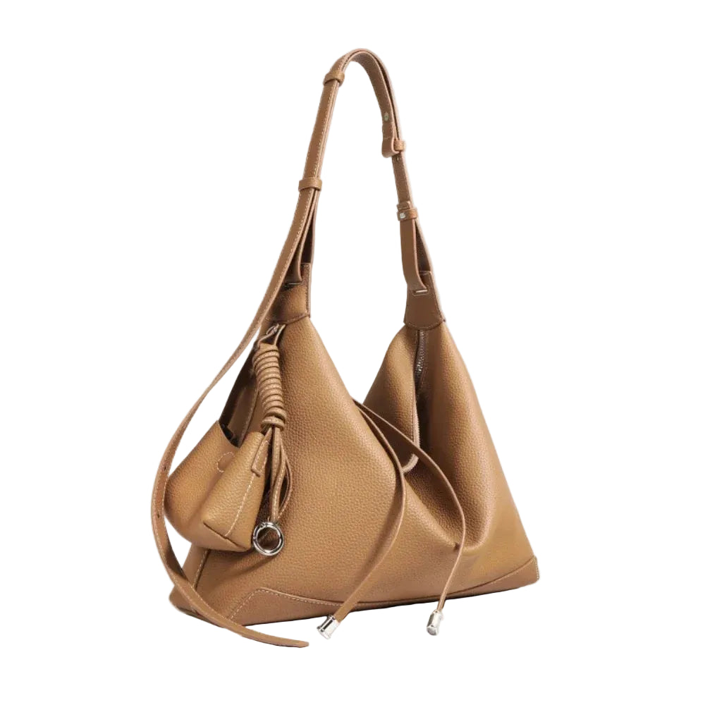 New Ins Chic Designer Large Capacity Commuter Tote First Layer Genuine Cow Leather Women's Handbag with Small Purse