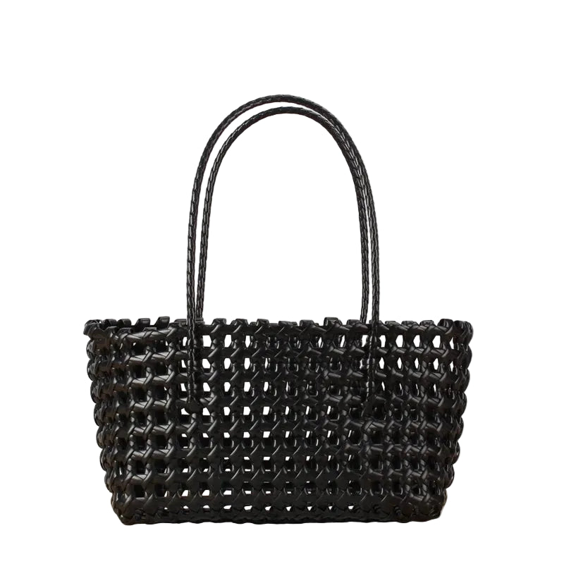 Black Cut-Out PVC Shoulder Bag – Avant-Garde Urban Style and Versatile