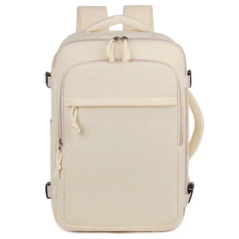 Mochila de Viaje Beige: Capacidad Maximizada y Apta para Cabina