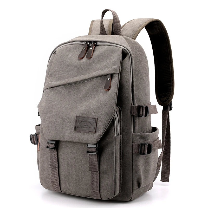 Unisex Gray Canvas Backpack - Compact, Modern, and Durable