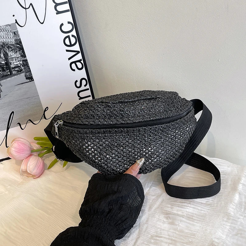 Bolso Riñonera Tejido Estilo Rafia para Playa