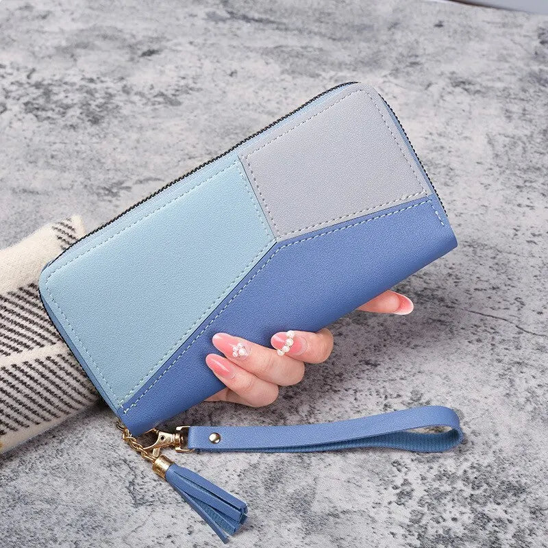 Cartera Larga con Cremallera Bicolor para Mujer