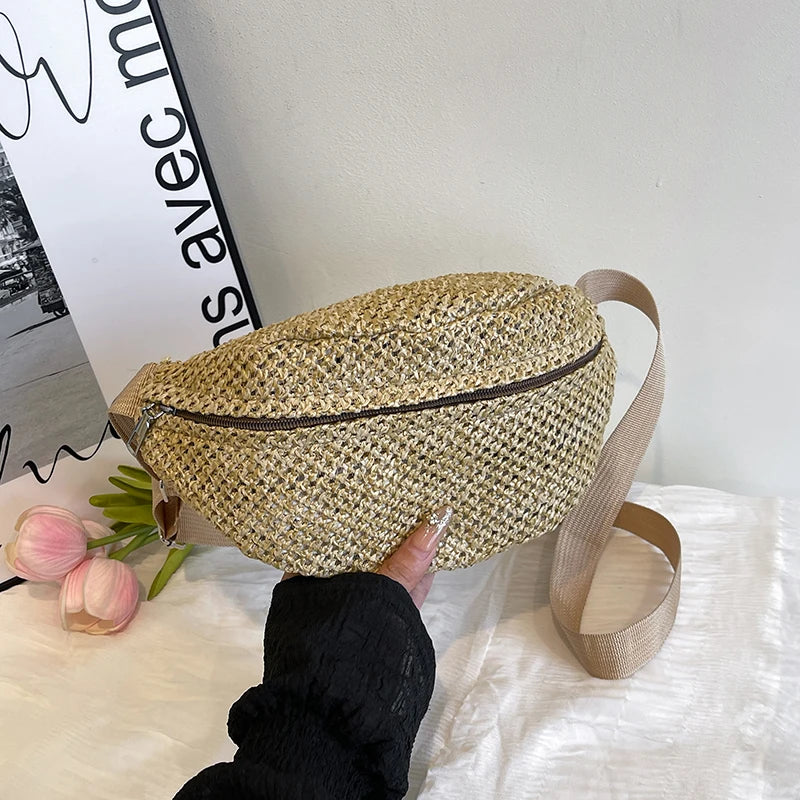 Bolso Riñonera Tejido Estilo Rafia para Playa