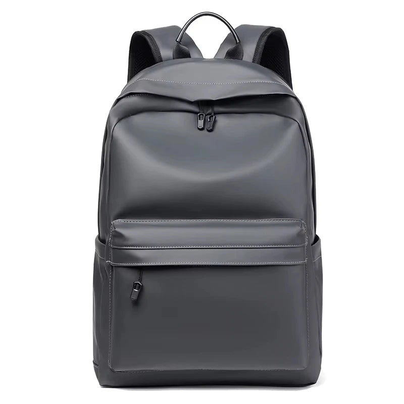 Men's Grey Waterproof PU Backpack – Urban Style and Daily Protection