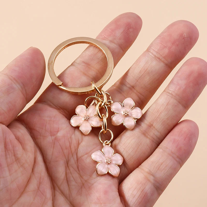 Lilac Enamel Sakura Flower Keychain: Japanese Elegance