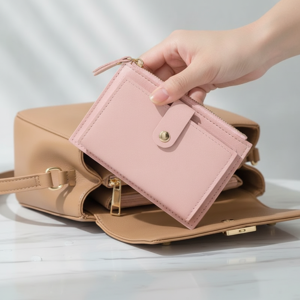 Tarjetero Ultrafino con Cremallera para Mujer