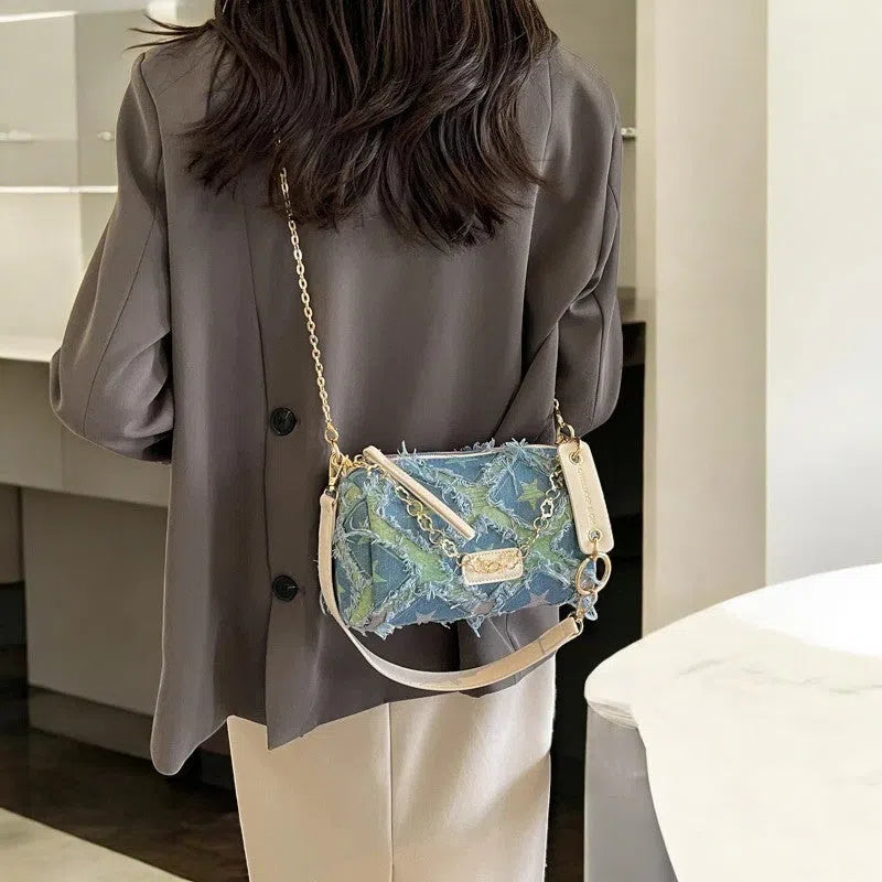 Bolso Bandolera Denim Azul con Estrellas