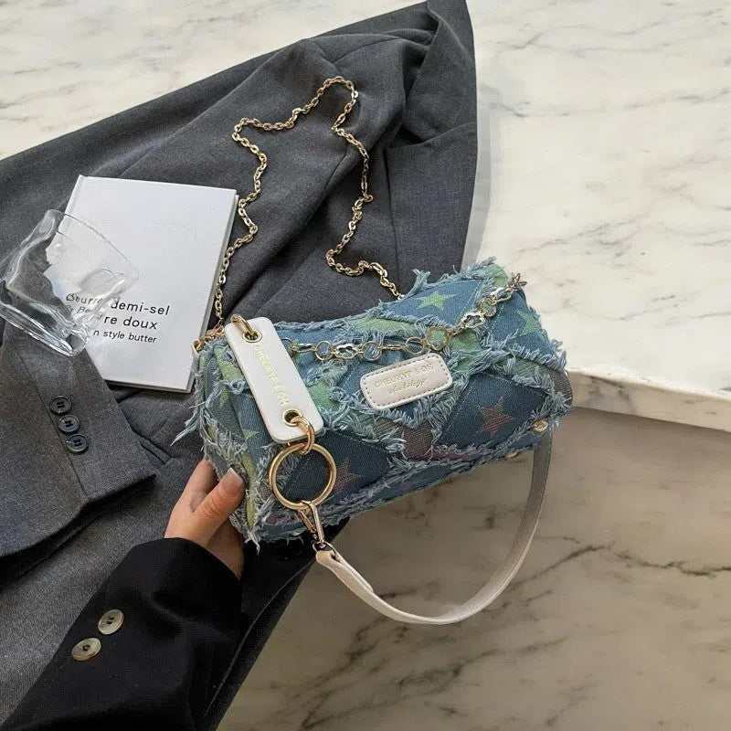 Bolso Bandolera Denim Azul con Estrellas