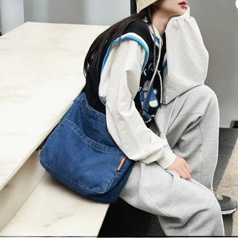 Bolso Bandolera Denim Oscuro Vintage