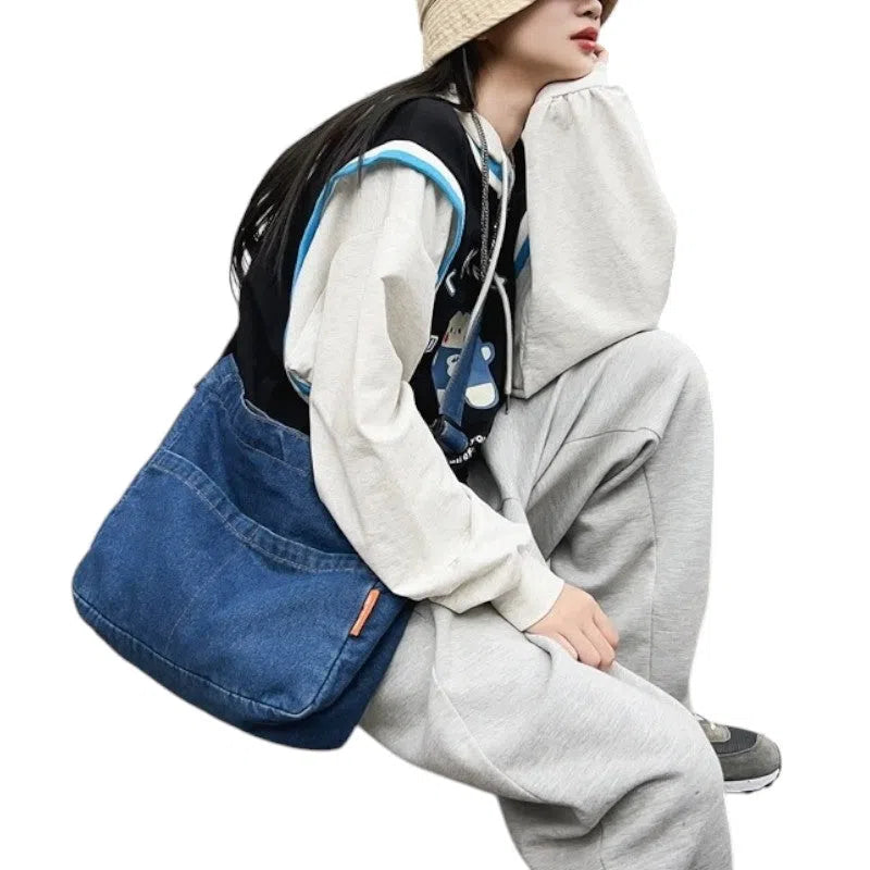 Bolso Bandolera Denim Oscuro Vintage