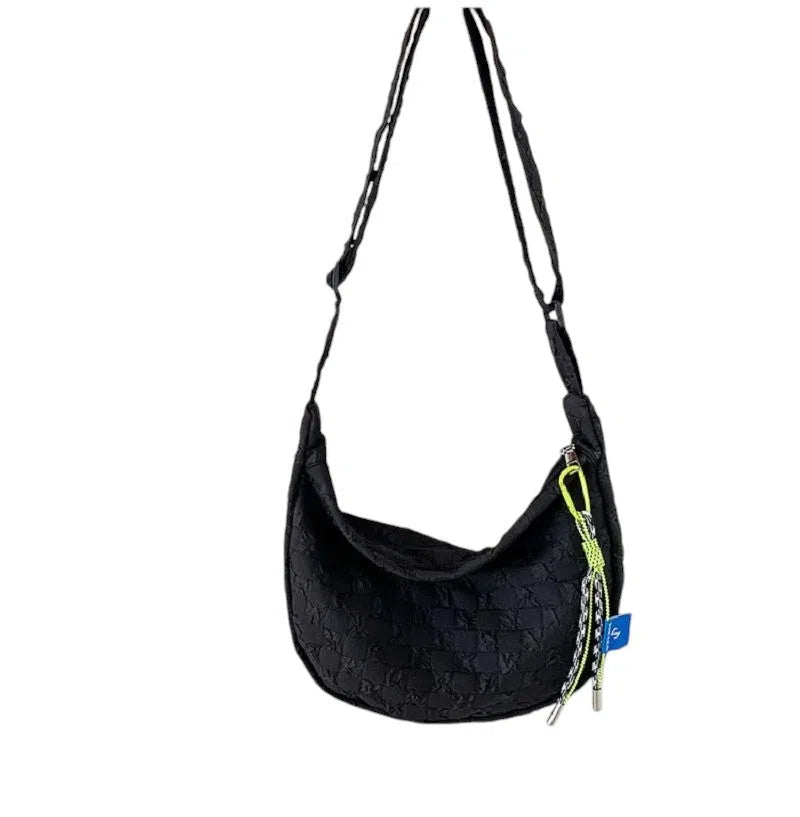 Bolso Bandolera Diseño Cuadros Negro