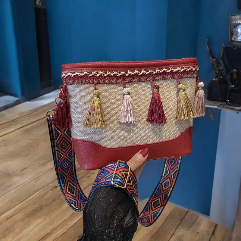 Bolso Bandolera Estilo Peruana Rojo