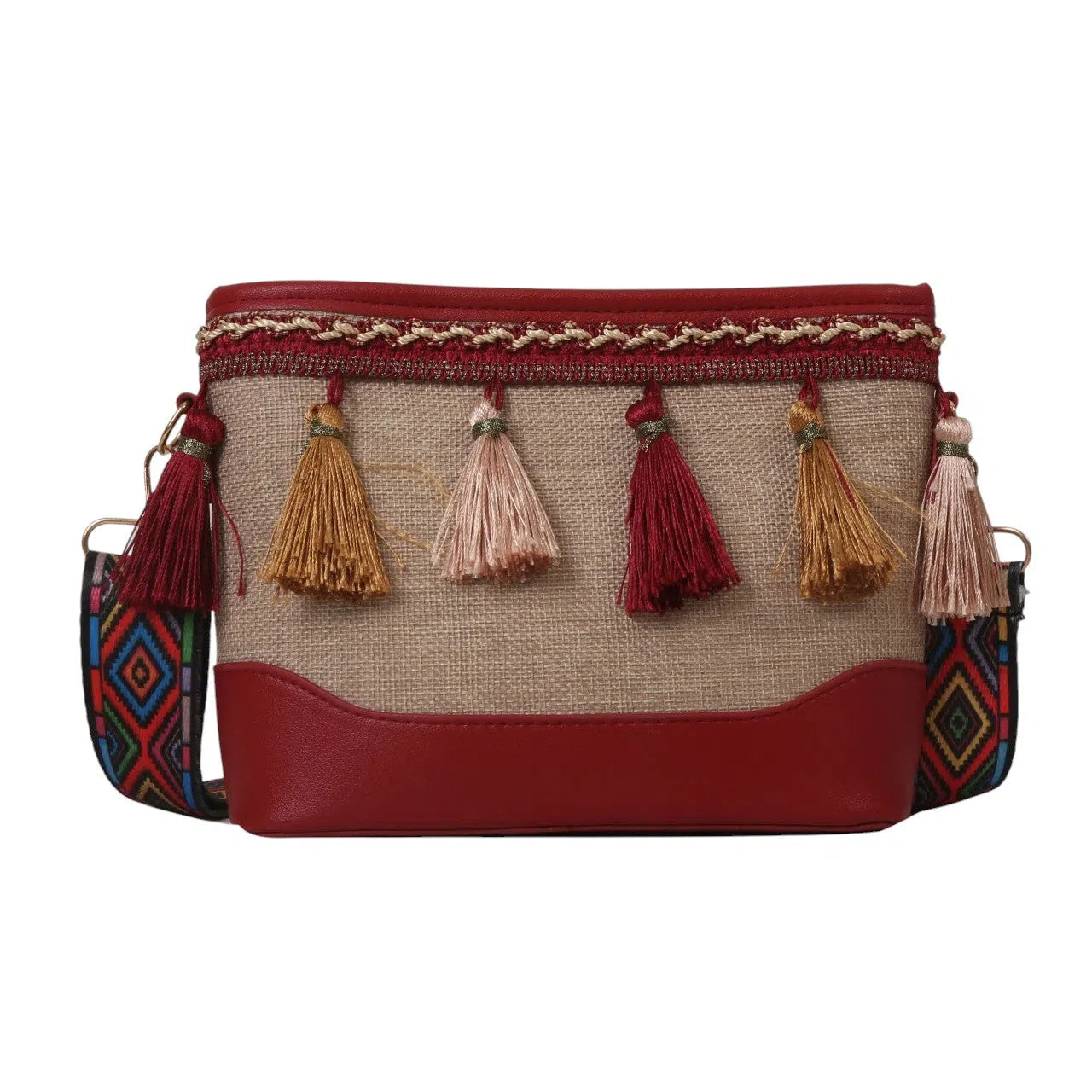 Bolso Bandolera Estilo Peruana Rojo