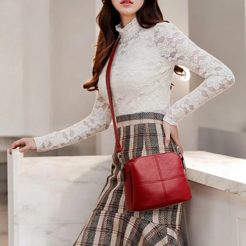 Bolso Bandolera PU Rojo Cubo