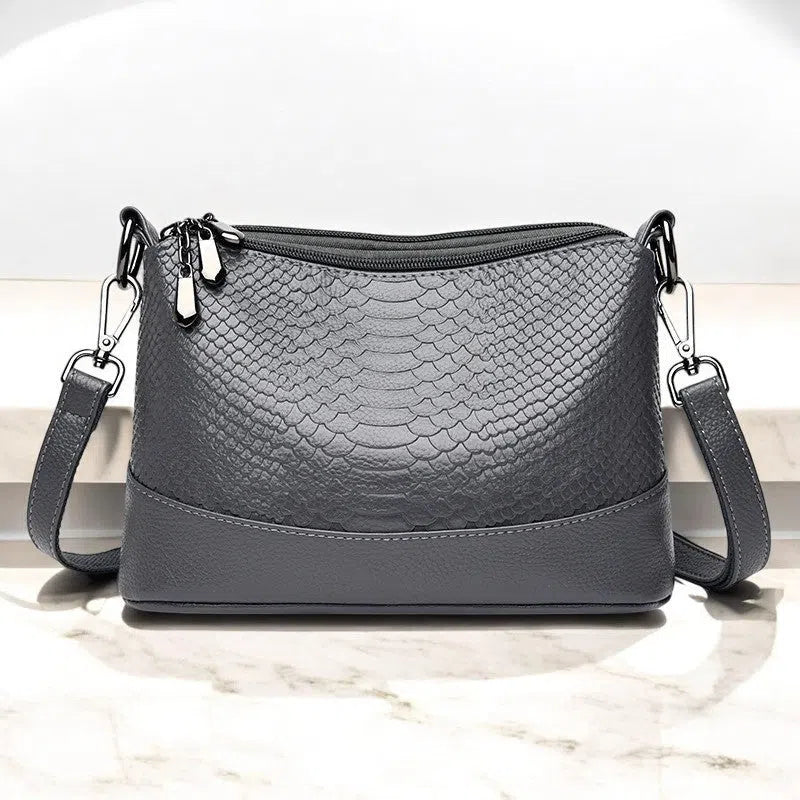 Bolso Bandolera Vintage de Piel de Cocodrilo Gris