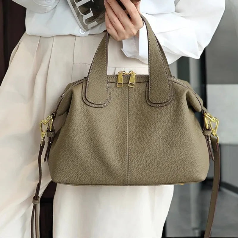 Bolso Bandolera de Cuero Genuino Camel