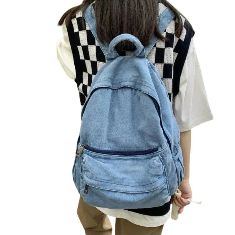 Bolso Mochila Denim Casual Azul