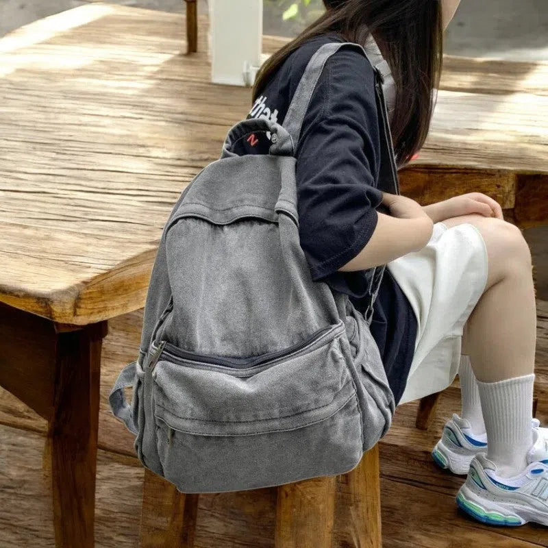 Bolso Mochila Denim Casual Gris