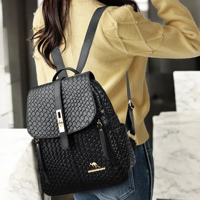 Bolso Mochila Elegante de Cuero Negro