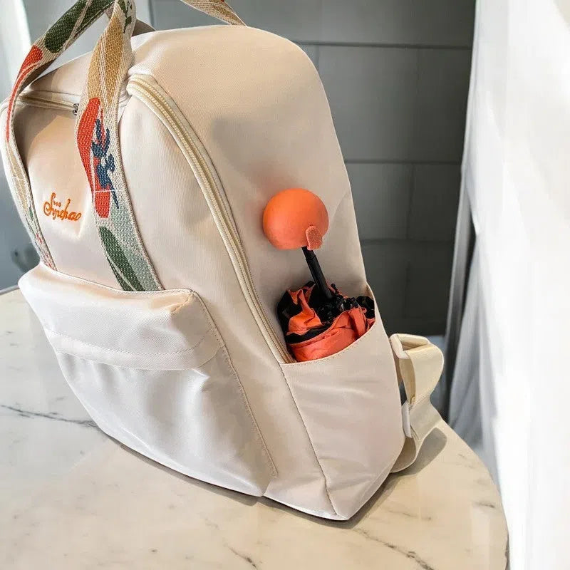 Bolso Mochila Nylon Bordado Floral