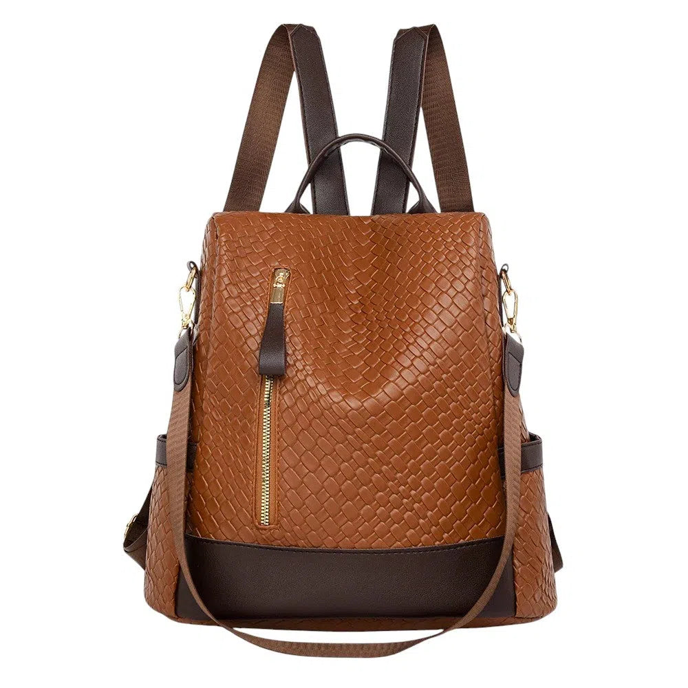 Bolso Mochila Universitaria de Cuero Café