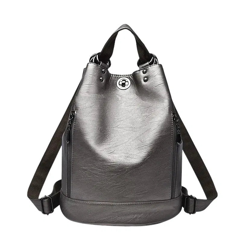 Bolso Mochila de Cuero Auténtico Bronce