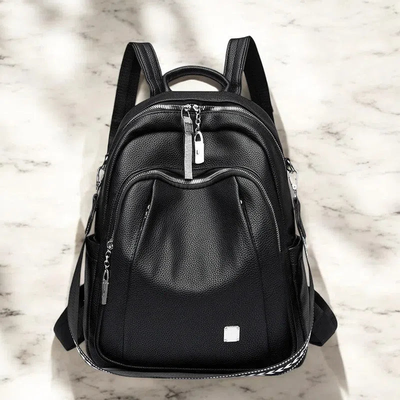 Bolso Mochila de Cuero con Múltiples Compartimentos