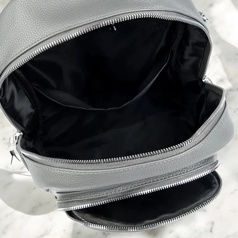 Bolso Mochila de Cuero con Múltiples Compartimentos de Colores