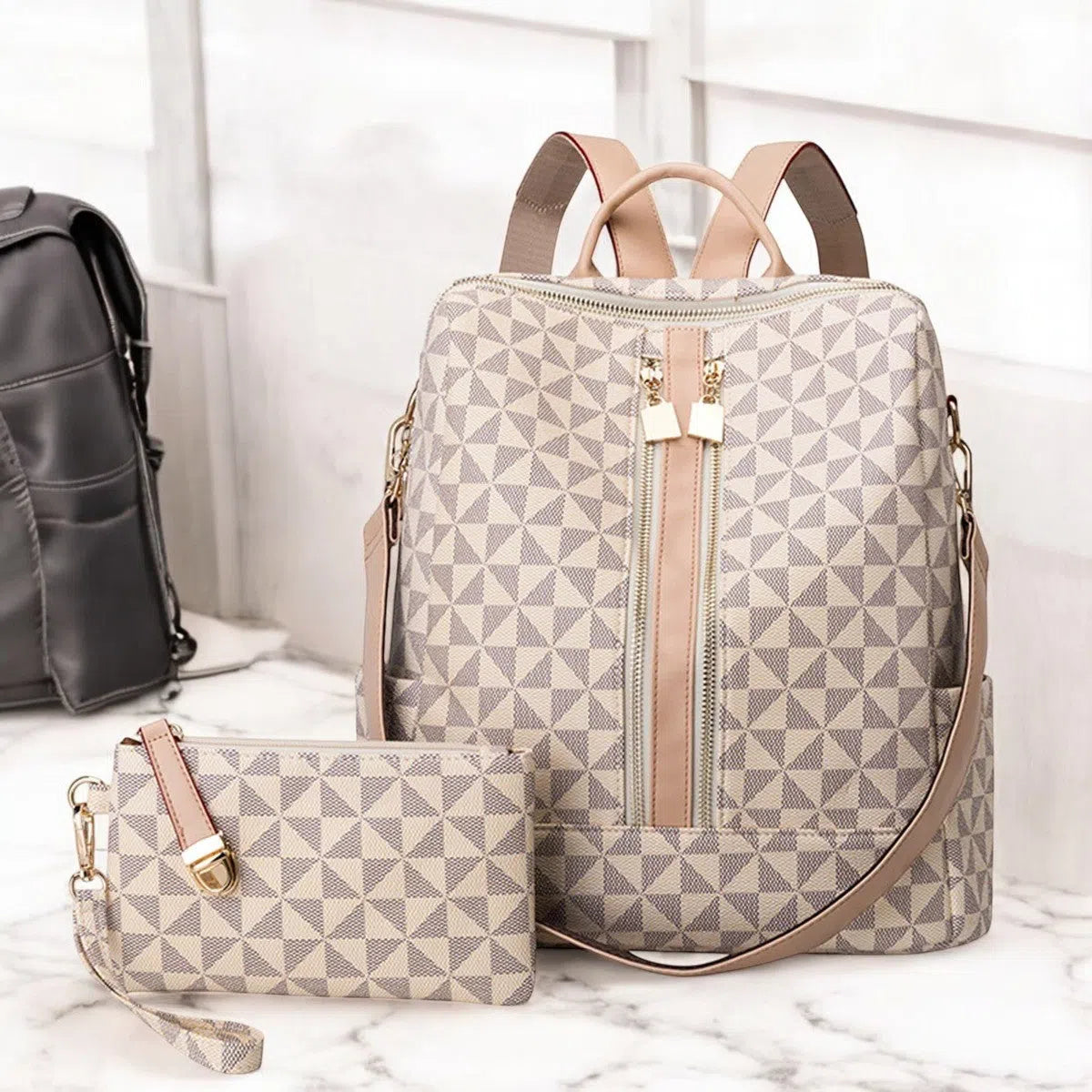 Bolso Mochila y Bandolera Clásica de 2 Piezas