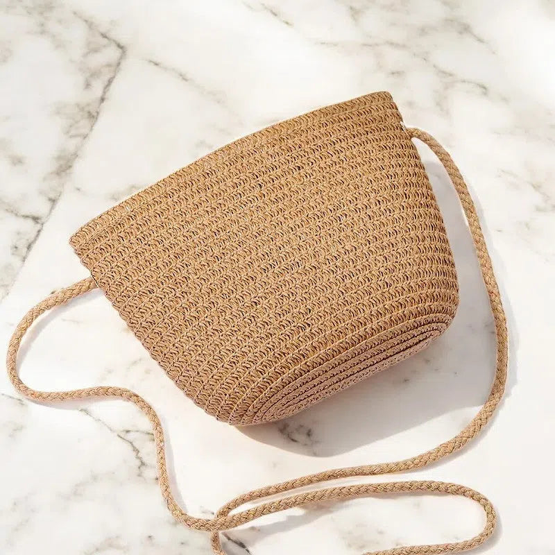 Bolso Playa Mini Tejido de Paja Caqui