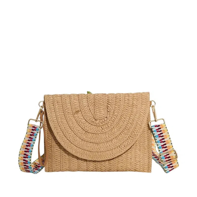 Bolso Rafia Rígida con Correa Colorida