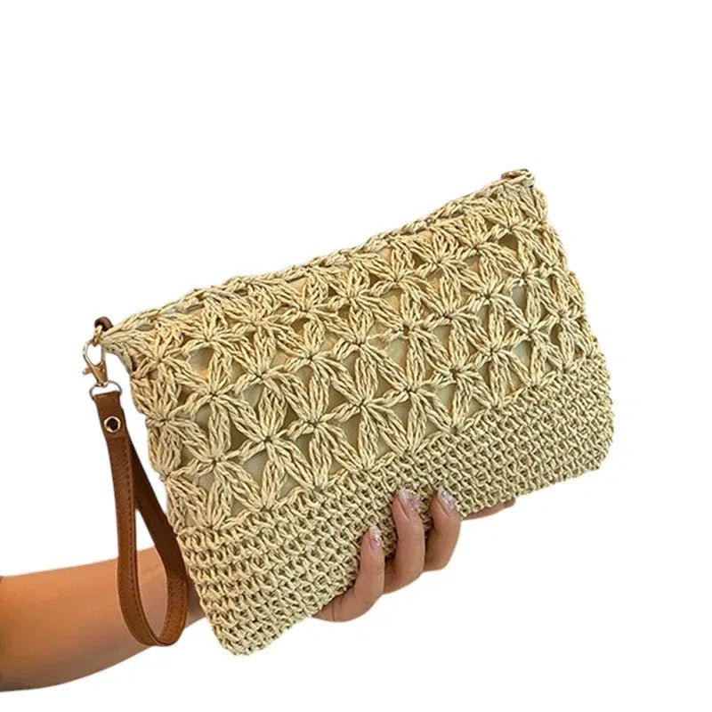Bolso Rafia Tejida Minimalista Casual Beige