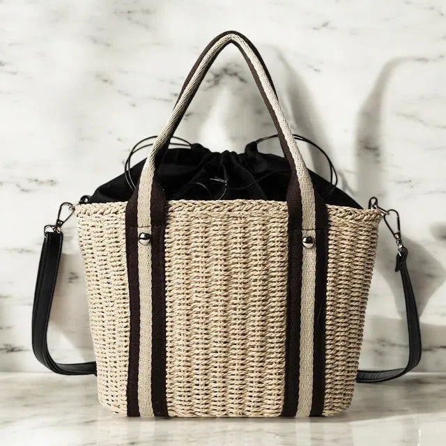 Bolso Rafia para Playa Rígido Beige