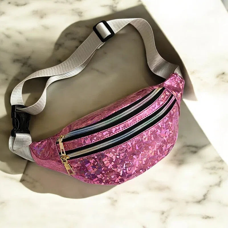 Bolso Riñonera Metálica Neón de Prismas