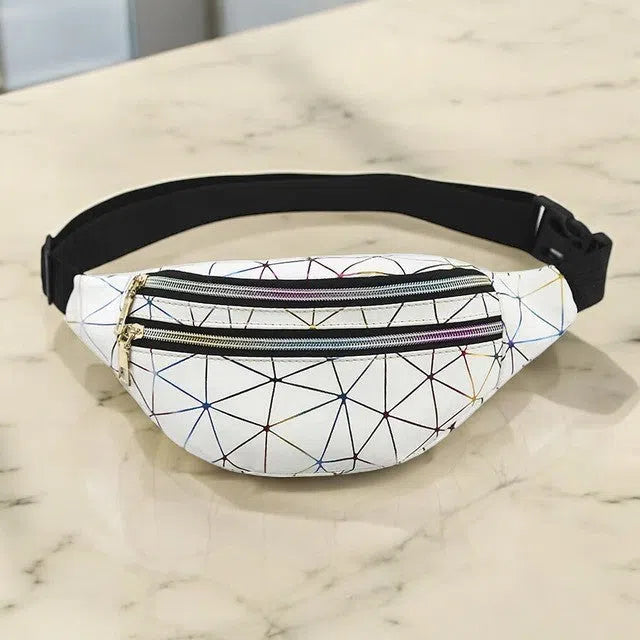 Bolso Riñonera Prismas Neón Blanca