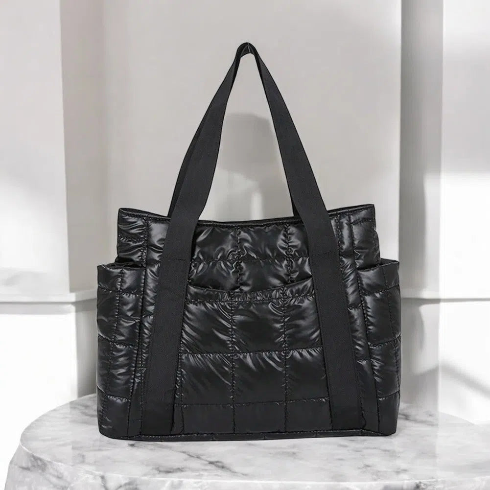 Bolso Shopper Nylon Acolchado Negro