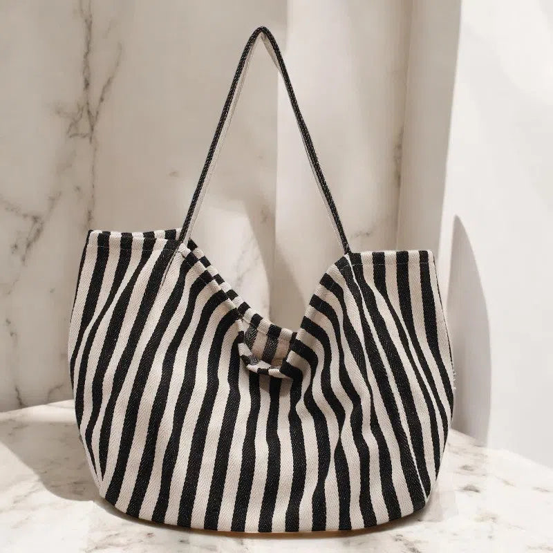 Bolso Shopper de Lona con Rayas