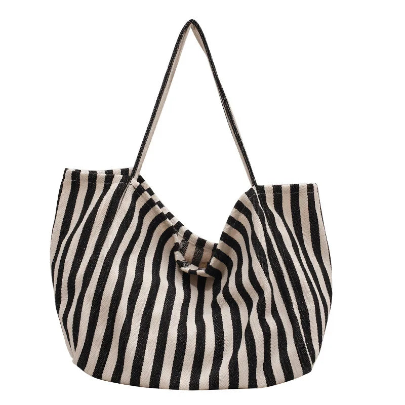 Bolso Shopper de Lona con Rayas
