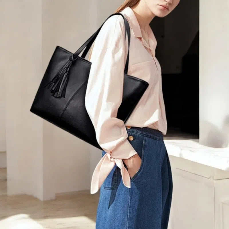 Bolso Shopper de PU con Flecos