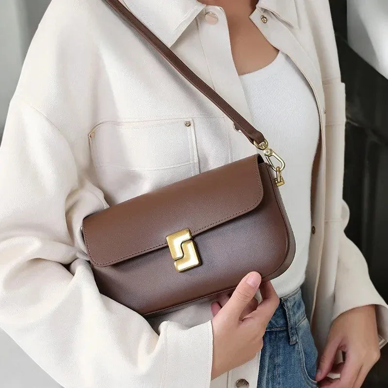 Bolso Tote Bag Crossbody de Cuero Café