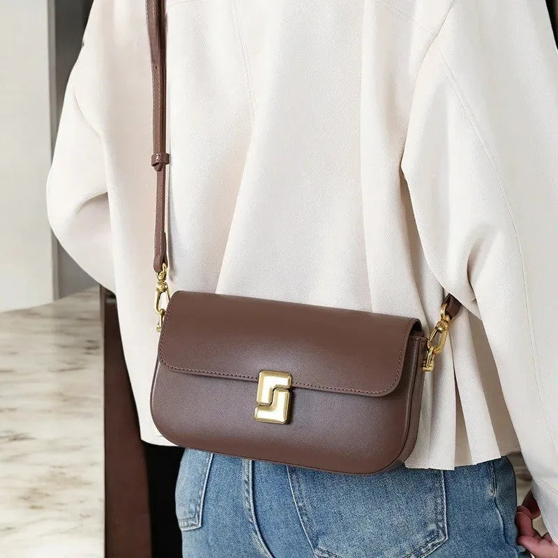 Bolso Tote Bag Crossbody de Cuero Café