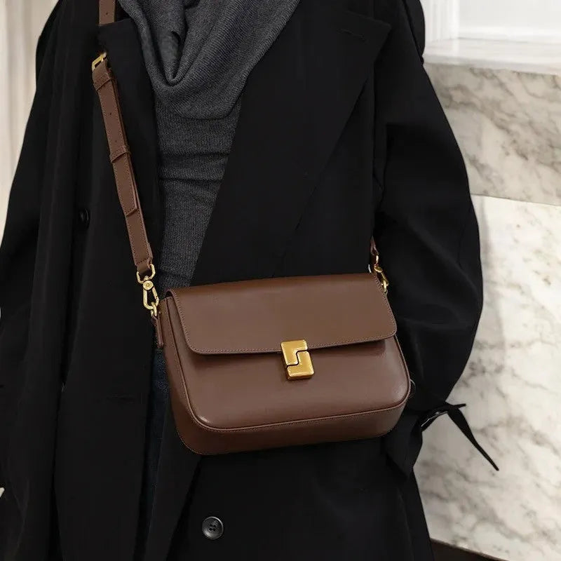 Bolso Tote Bag Cuadrado Messenger de Cuero