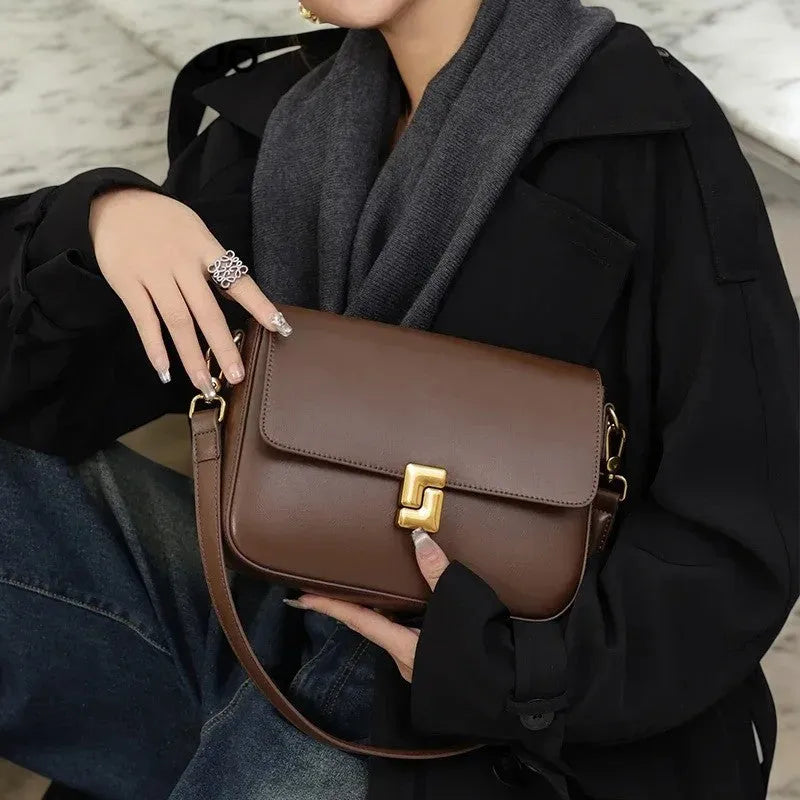 Bolso Tote Bag Cuadrado Messenger de Cuero